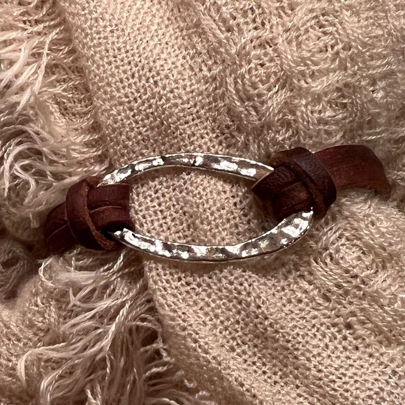 Leather & Silver Tone Bracelet with Toggle Clasp - Picture 1 of 10